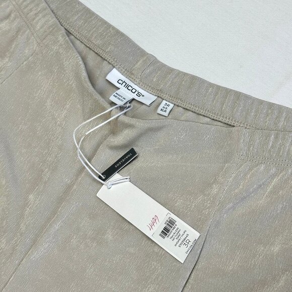 NEW Chicos Travelers No Tummy Pants Size 3R (XL) Pull On Stretch Taupe Slinky - Picture 3 of 7